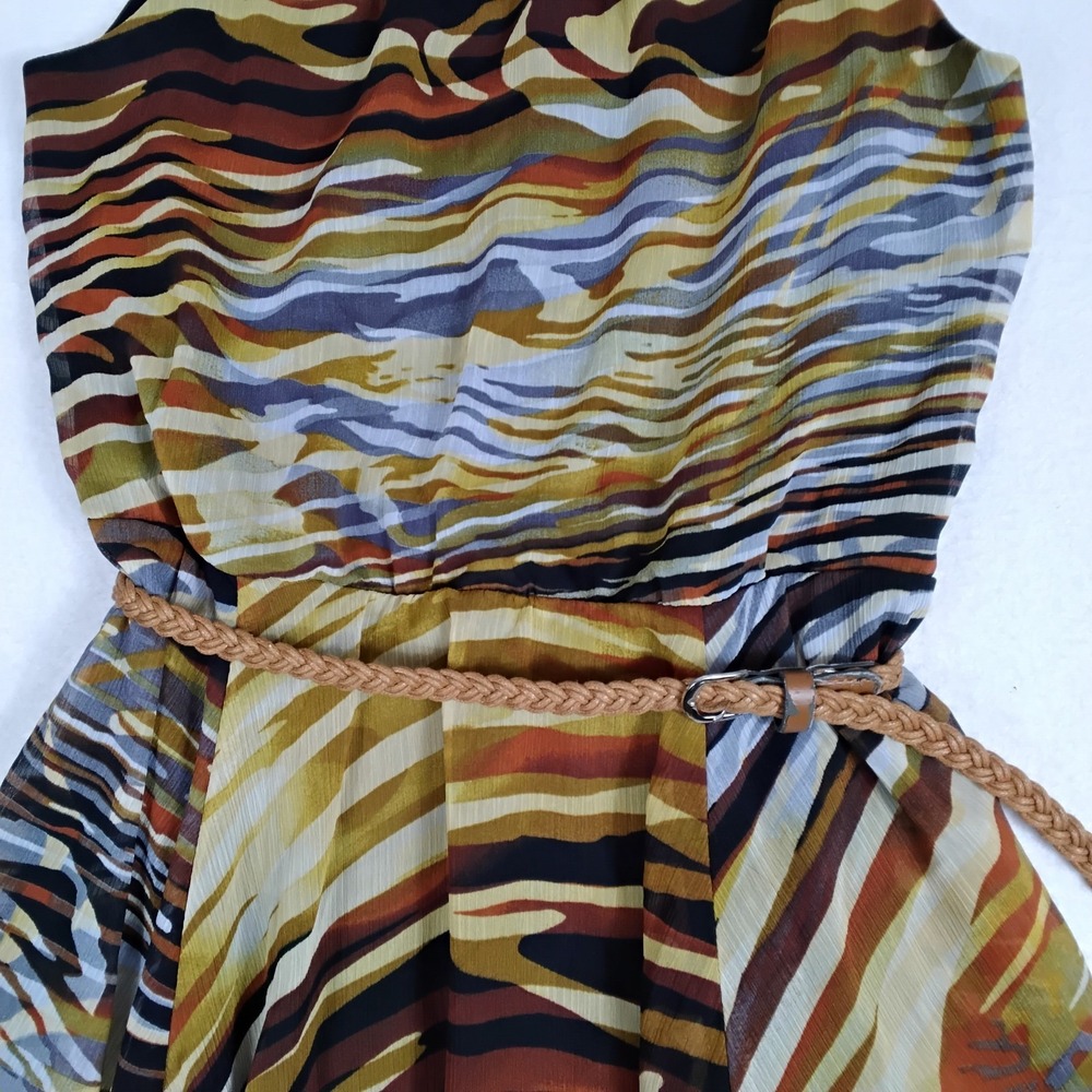 Rabbit Rabbit Rabbit Designs Dress 8 Abstract Chiffon High Low Belted Midi - Picture 2 of 5